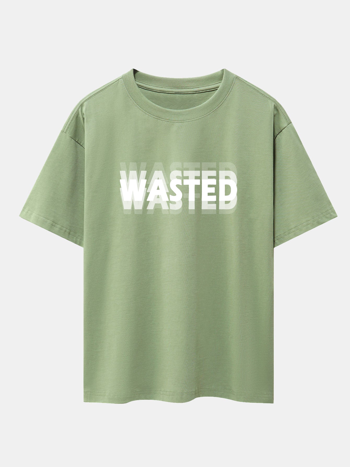 Wasted Print Drop Shoulder Oversize T-Shirt