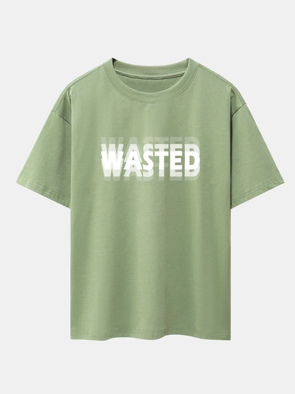 Wasted Print Drop Shoulder Oversize T-Shirt