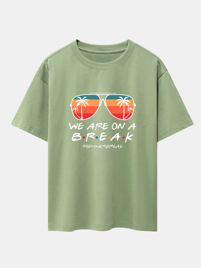 Sunglasses Palm Tree Print Drop Shoulder Oversize T-Shirt