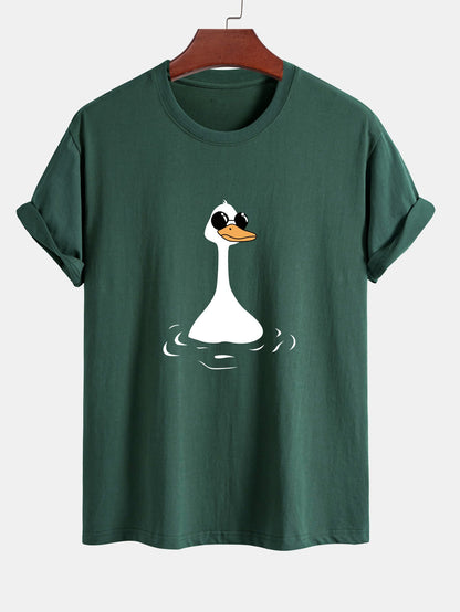 Regular Fit Sunglasses Goose Print Cotton T-Shirt
