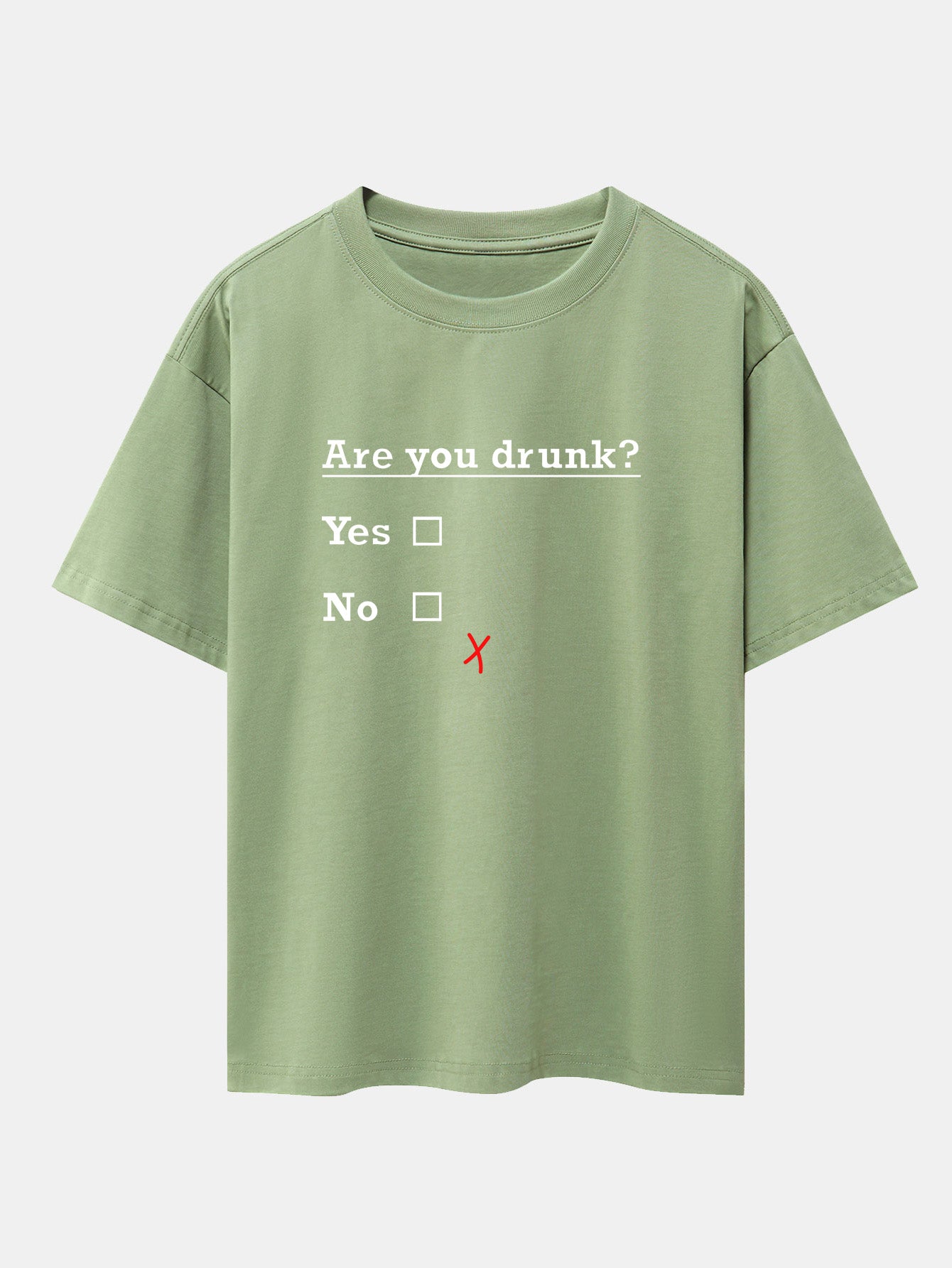 Are You Drunk Print Drop Shoulder Oversize T-Shirt