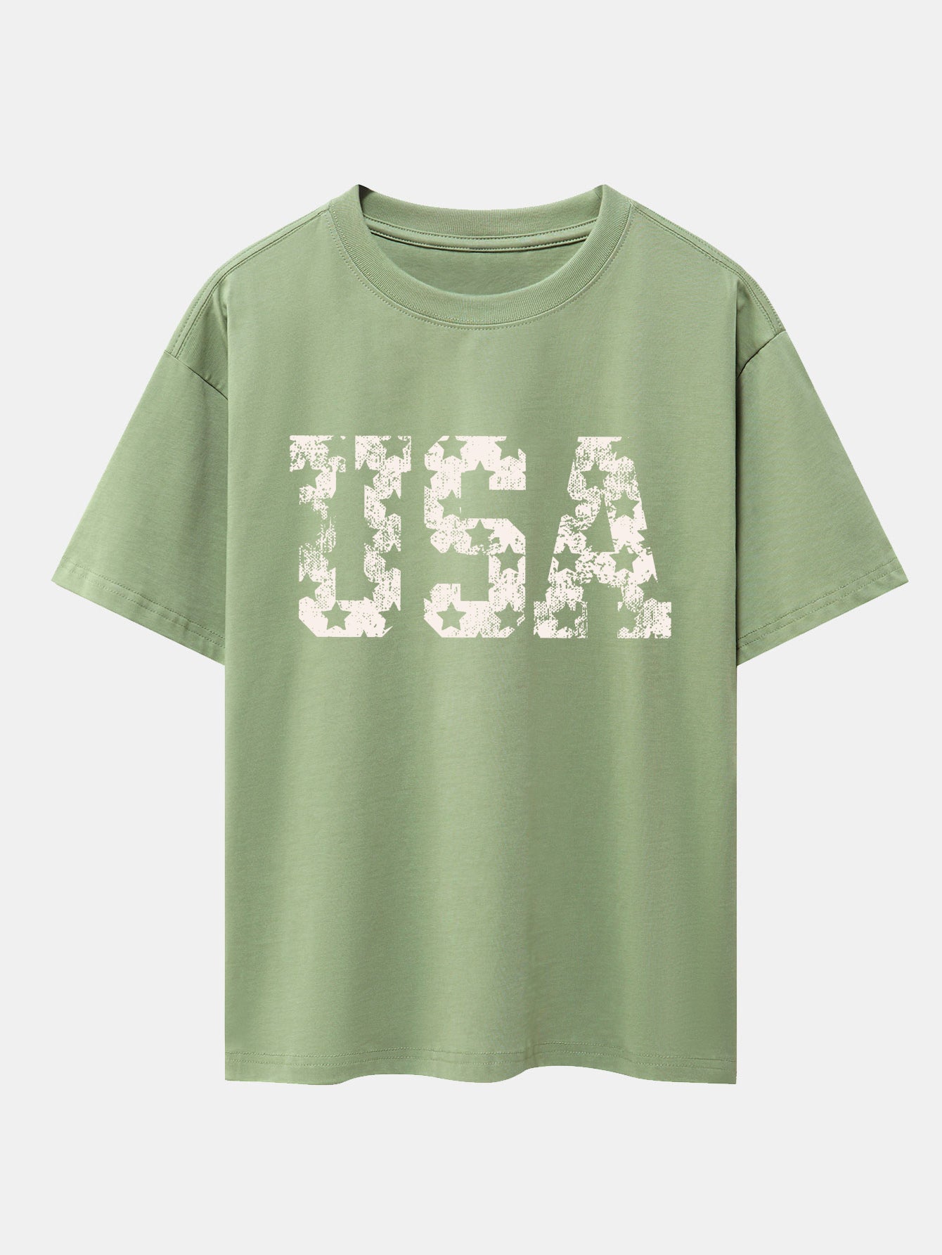 USA Print Drop Shoulder Oversize T-Shirt