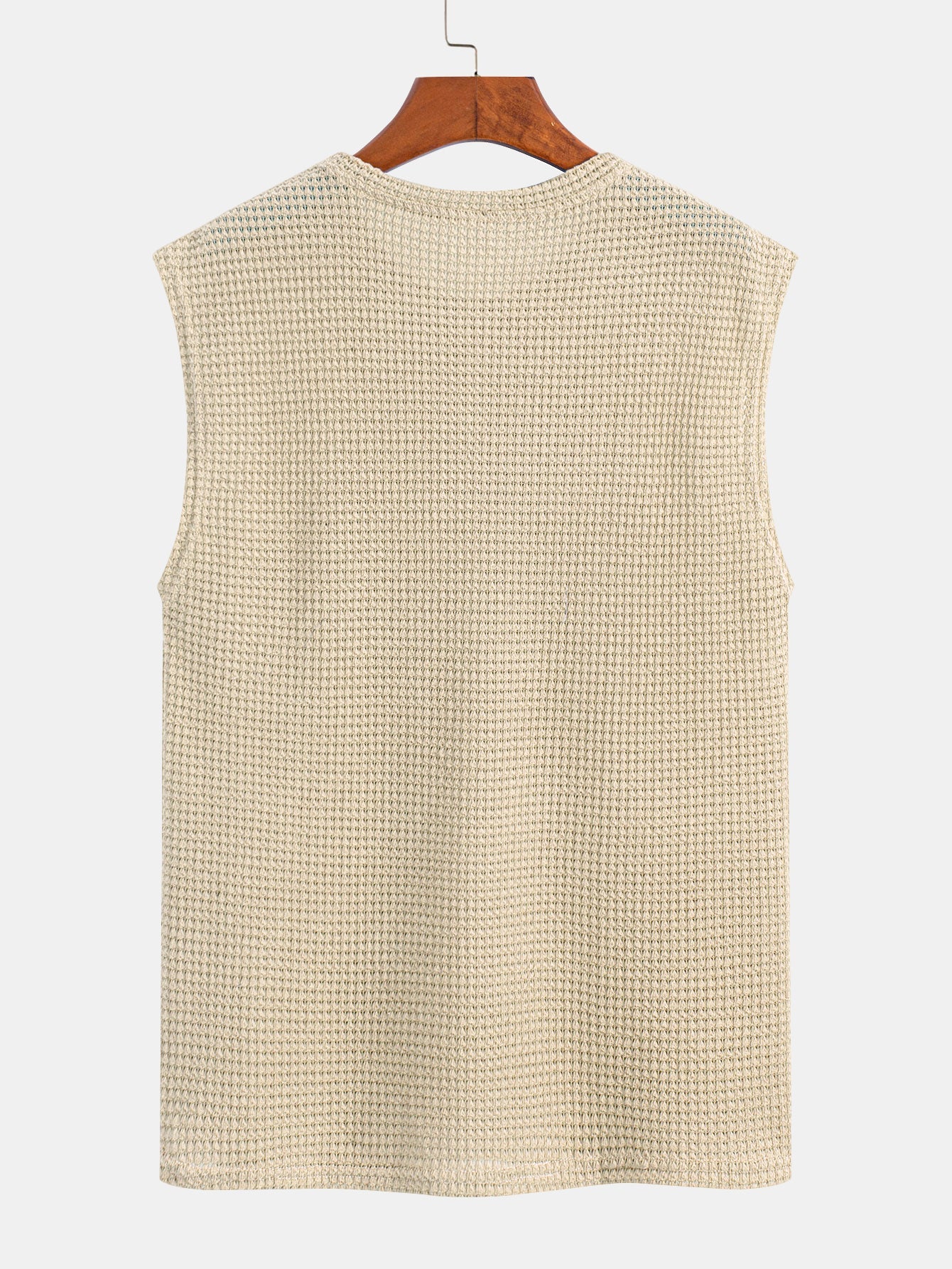 Waffle Knit Wide Strap Sleeveless T-Shirt
