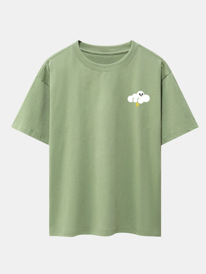 Thundercloud Print Drop Shoulder Oversize T-Shirt