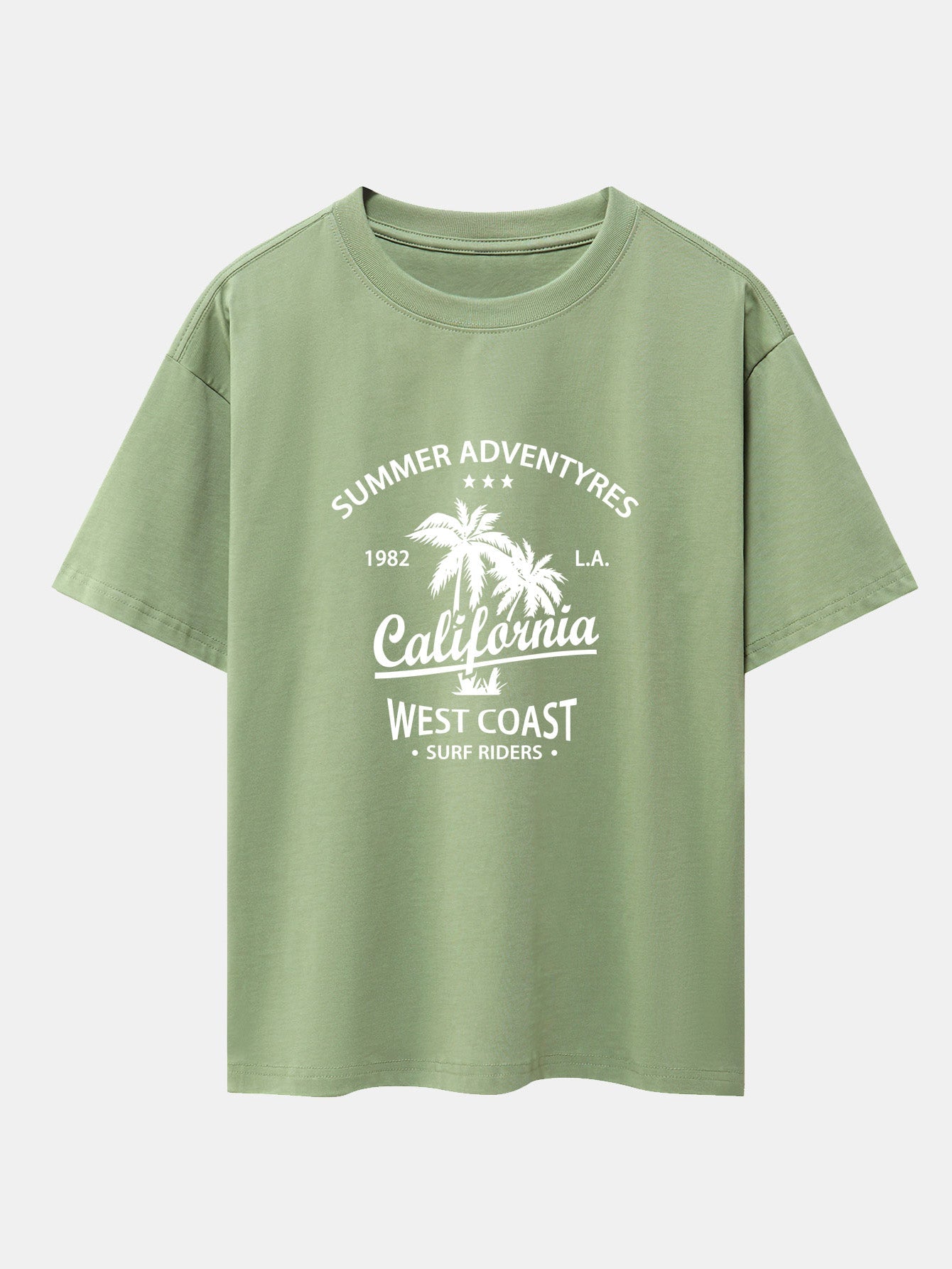 California Palm Tree Print Drop Shoulder Oversize T-Shirt