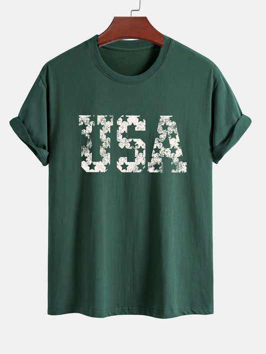 Regular Fit USA Print Cotton T-Shirt
