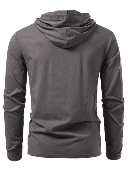 Long Sleeved Cotton Hooded T-Shirt