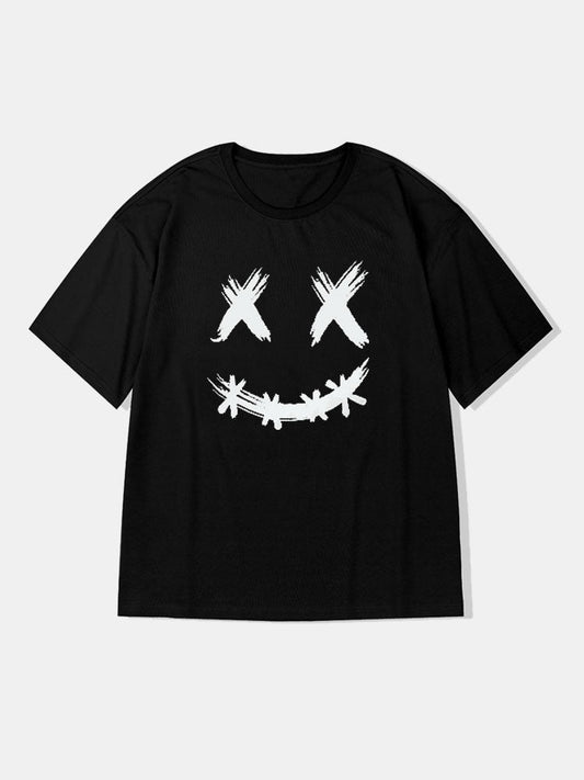 Smile Face Graphic Cotton T-Shirts