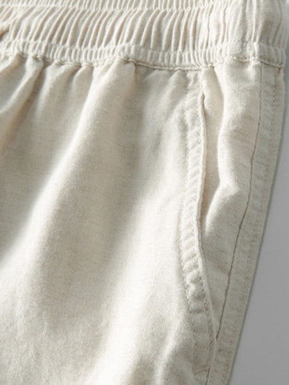 V Neck Linen Rayon Blend Shirt & Straight Leg Linen Pants
