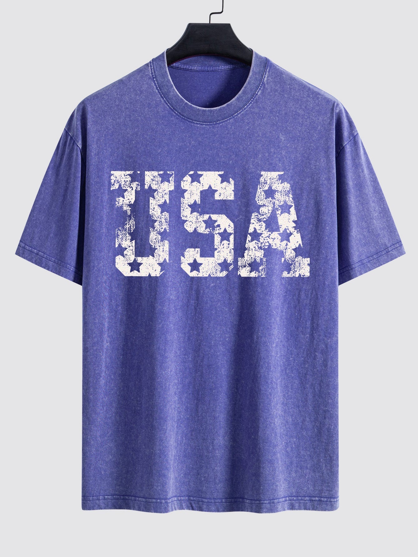 USA Print Washed Distressed Drop Shoulder T-Shirt