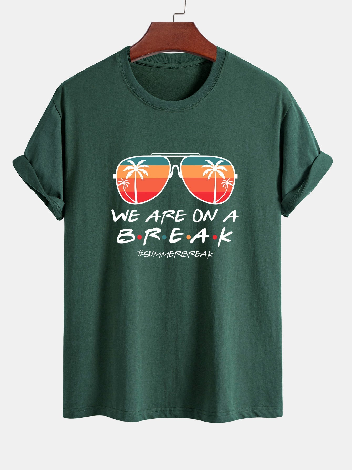 Regular Fit Sunglasses Palm Tree Print Cotton T-Shirt