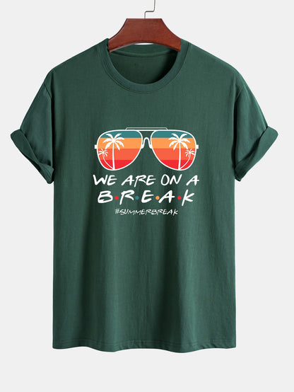 Regular Fit Sunglasses Palm Tree Print Cotton T-Shirt