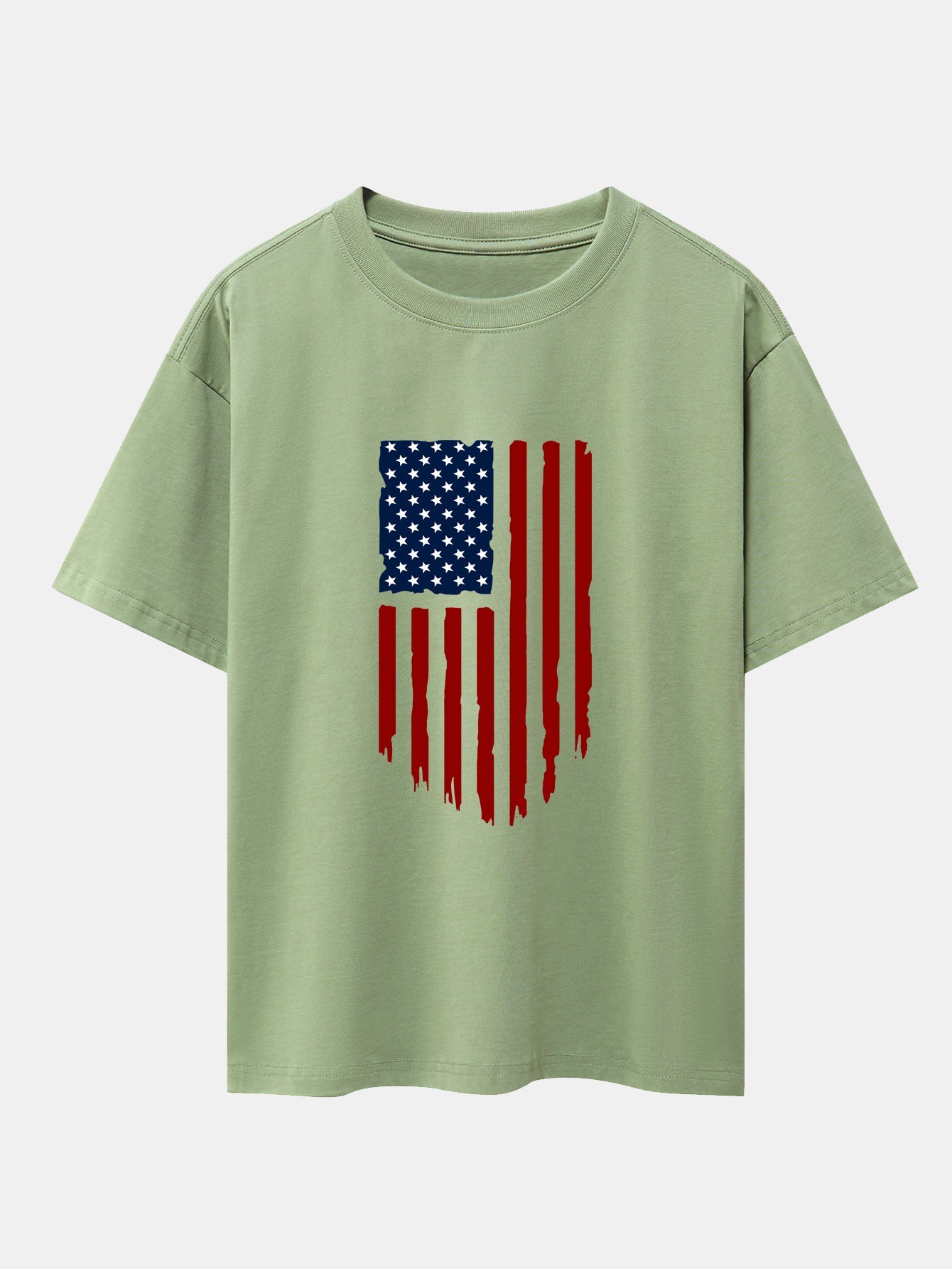 American Flag Print Drop Shoulder Oversize T-Shirt