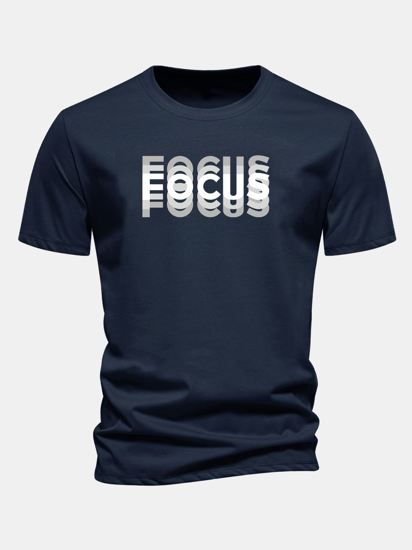 Regular Fit Focus Slogan Print Cotton T-Shirt