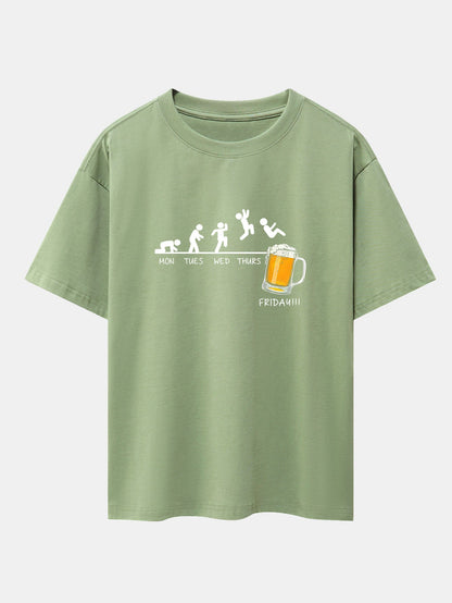 Beer Weekly Evolution Print Drop Shoulder Oversize T-Shirt