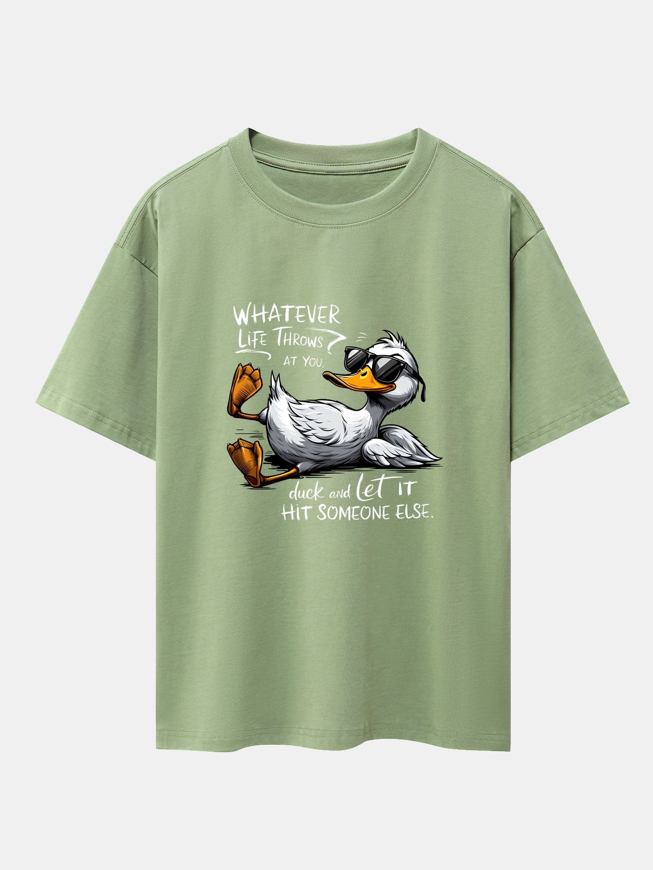 Sunglasses Goose Print Drop Shoulder Oversize T-Shirt
