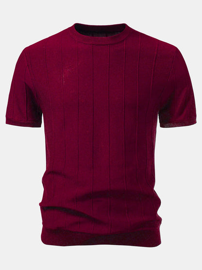 Striped Jacquard Crew Neck Sweater Knitted T-Shirt