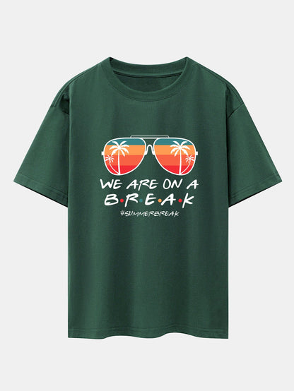 Sunglasses Palm Tree Print Drop Shoulder Oversize T-Shirt