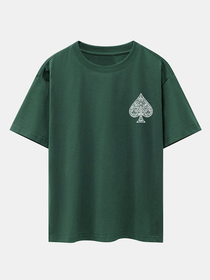 Ace Of Spades Print Drop Shoulder Oversize T-Shirt