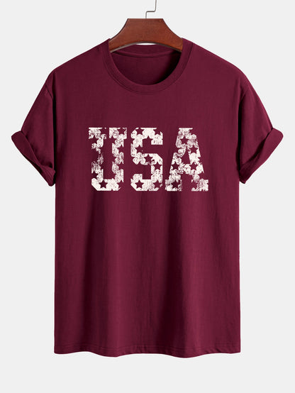 Regular Fit USA Print Cotton T-Shirt