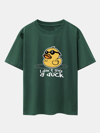 Yellow Duck With Sunglasses Print Drop Shoulder Oversize T-Shirt
