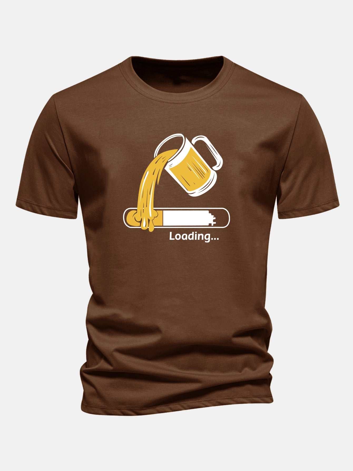 Regular Fit Beer Loading Print Cotton T-Shirt