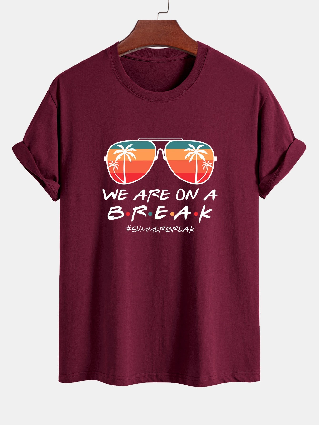 Regular Fit Sunglasses Palm Tree Print Cotton T-Shirt
