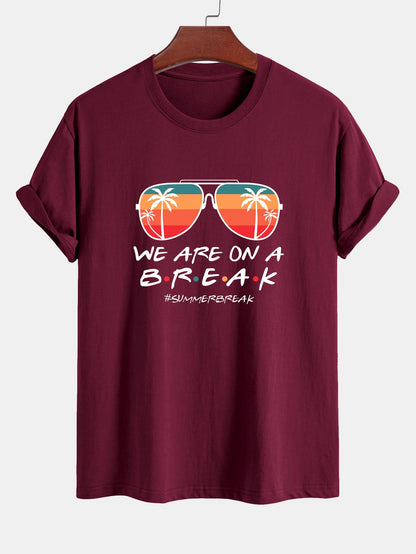 Regular Fit Sunglasses Palm Tree Print Cotton T-Shirt