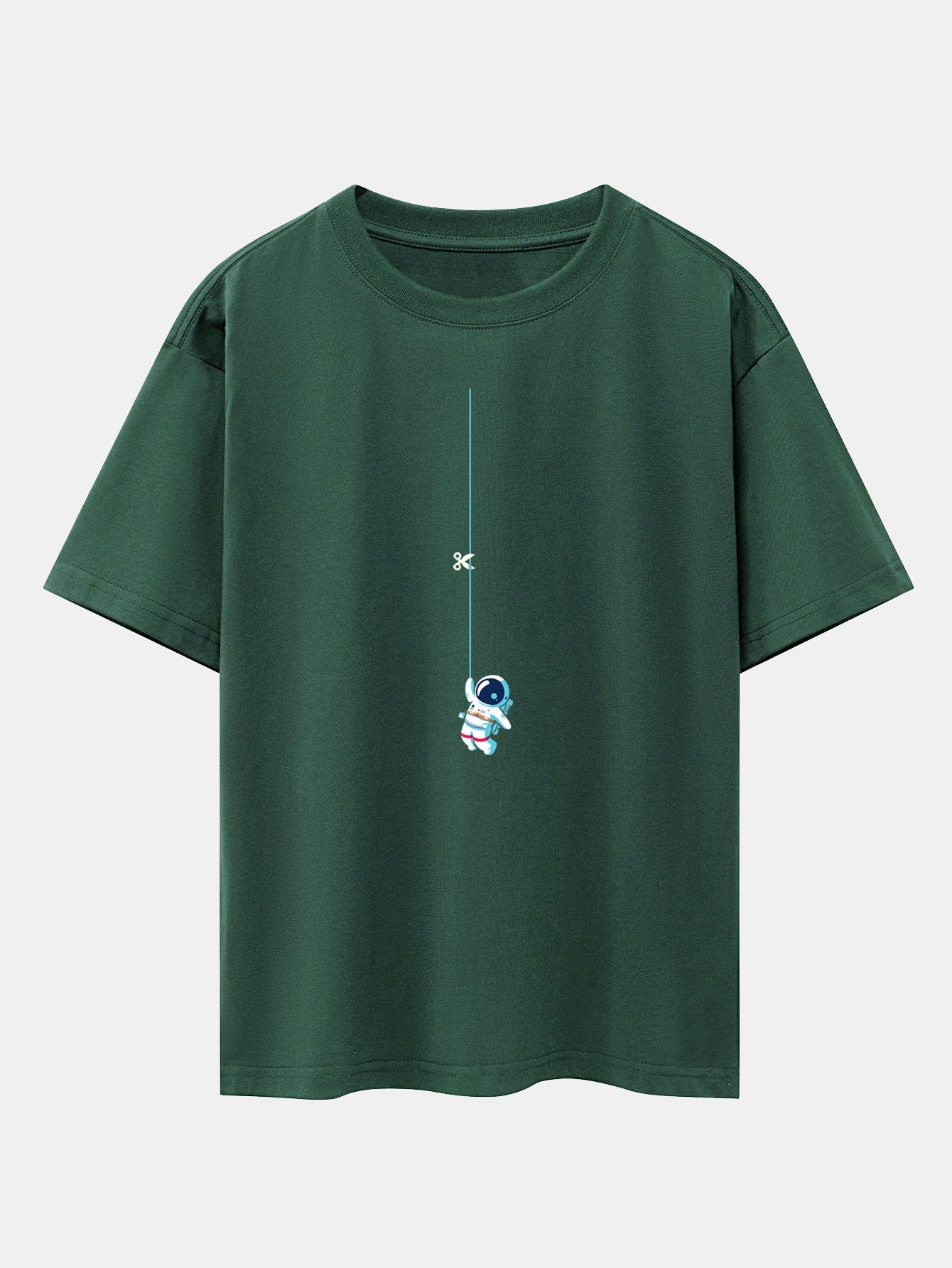 Astronaut On A Rope Print Drop Shoulder Oversize T-Shirt
