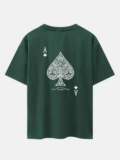 Ace Of Spades Print Drop Shoulder Oversize T-Shirt