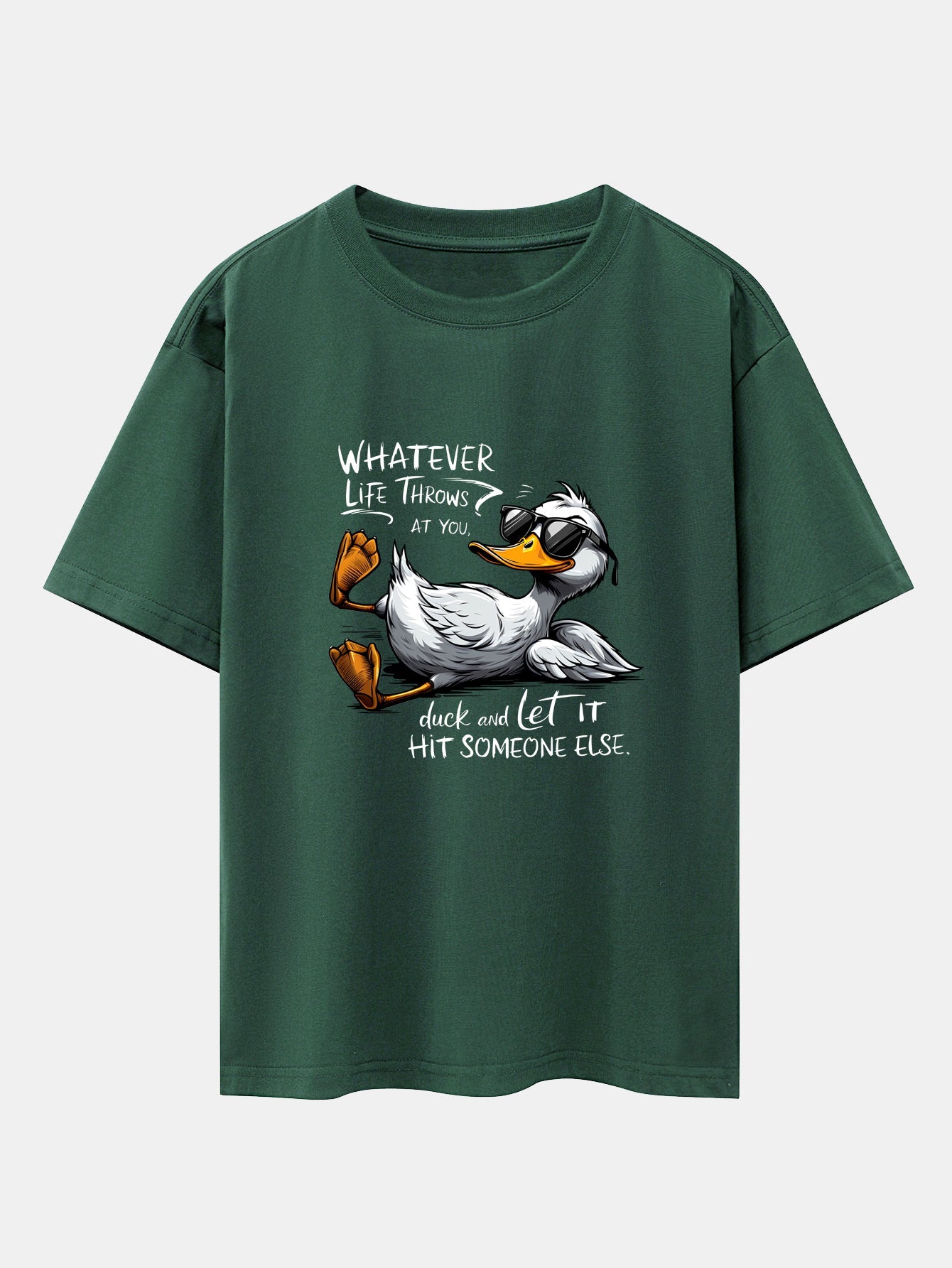 Sunglasses Goose Print Drop Shoulder Oversize T-Shirt