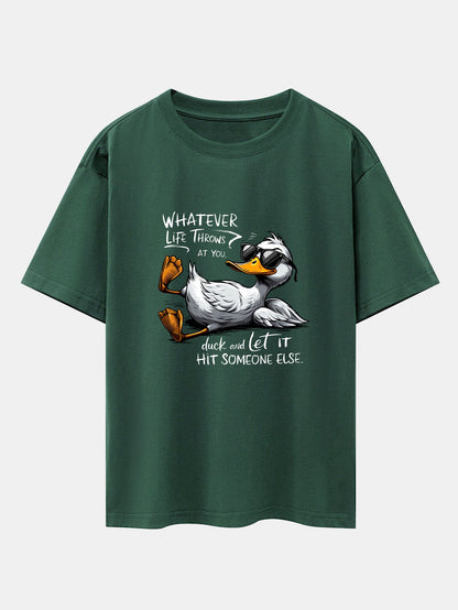 Sunglasses Goose Print Drop Shoulder Oversize T-Shirt