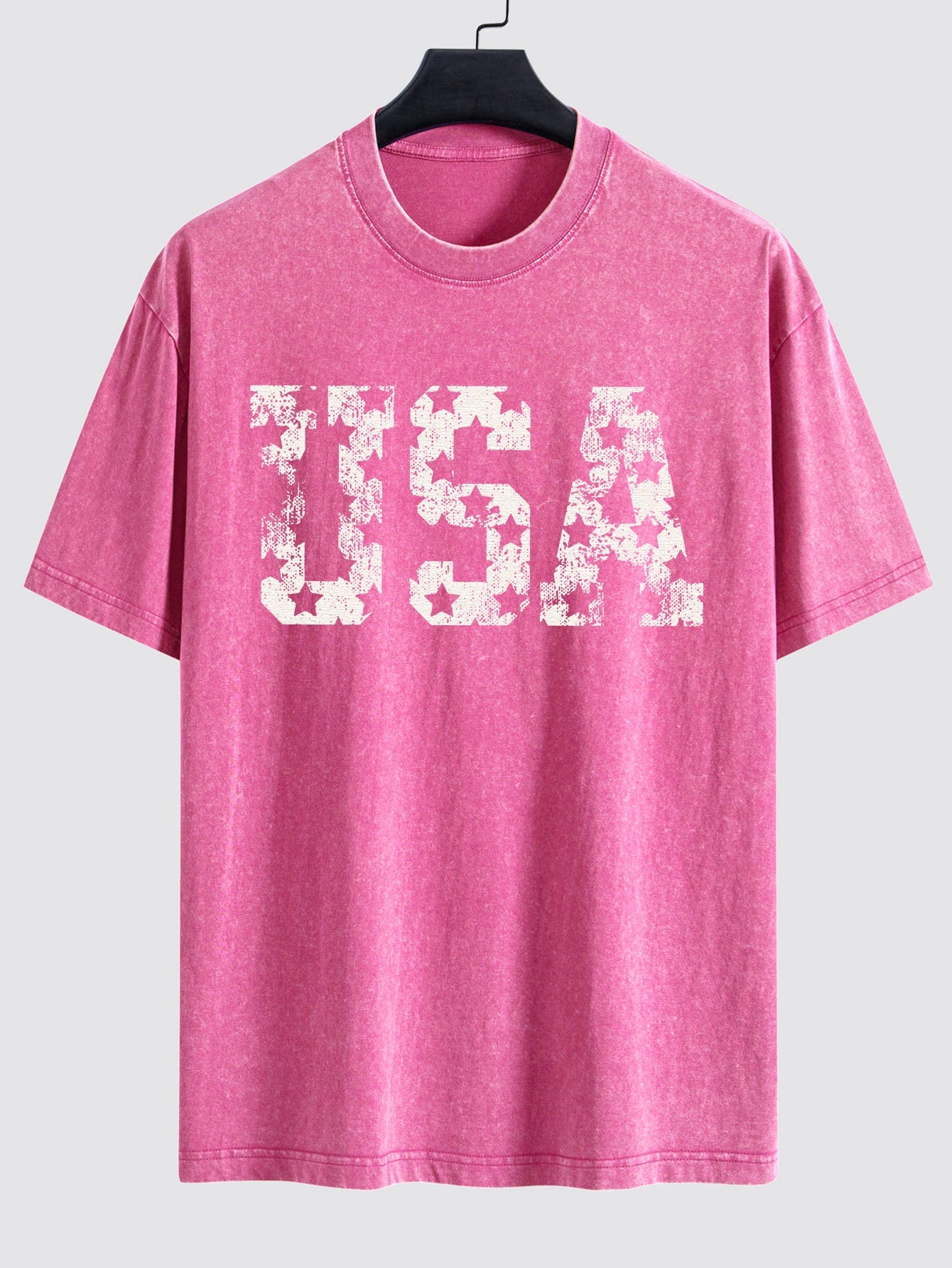USA Print Washed Distressed Drop Shoulder T-Shirt