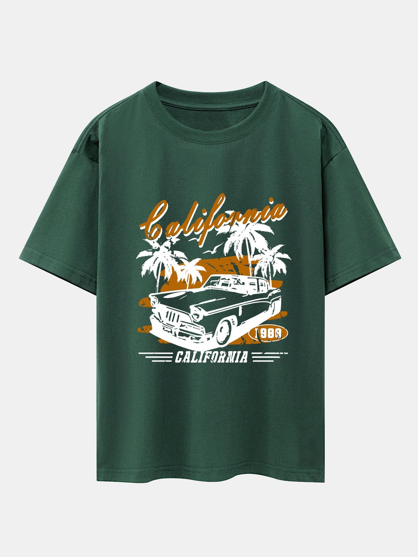 California Car Print Drop Shoulder Oversize T-Shirt