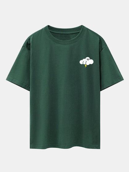 Thundercloud Print Drop Shoulder Oversize T-Shirt