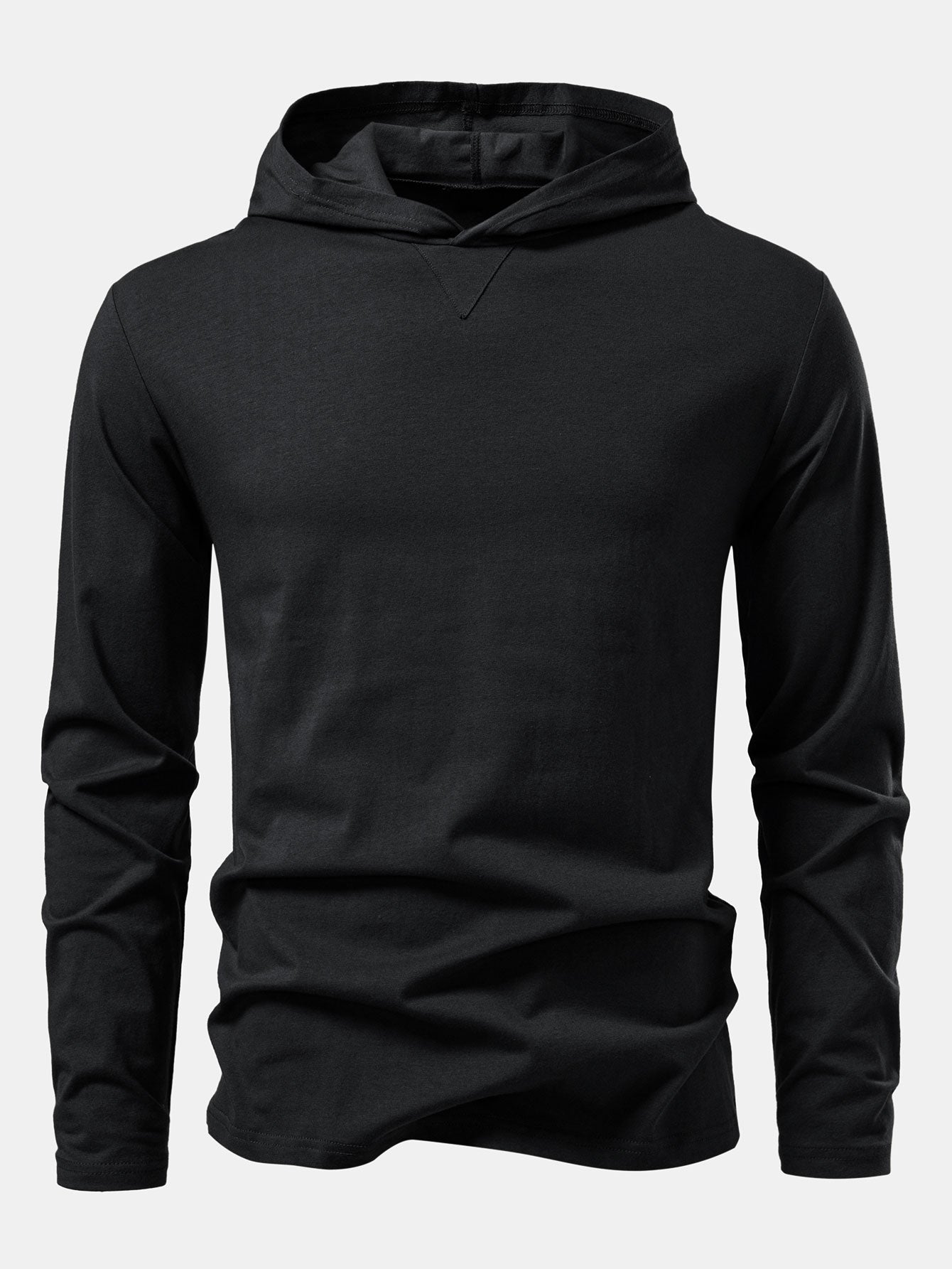 Long Sleeved Cotton Hooded T-Shirt