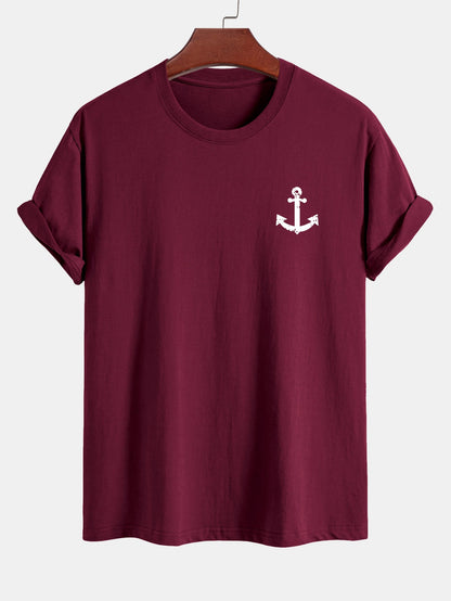 Regular Fit Anchor Print Cotton T-Shirt