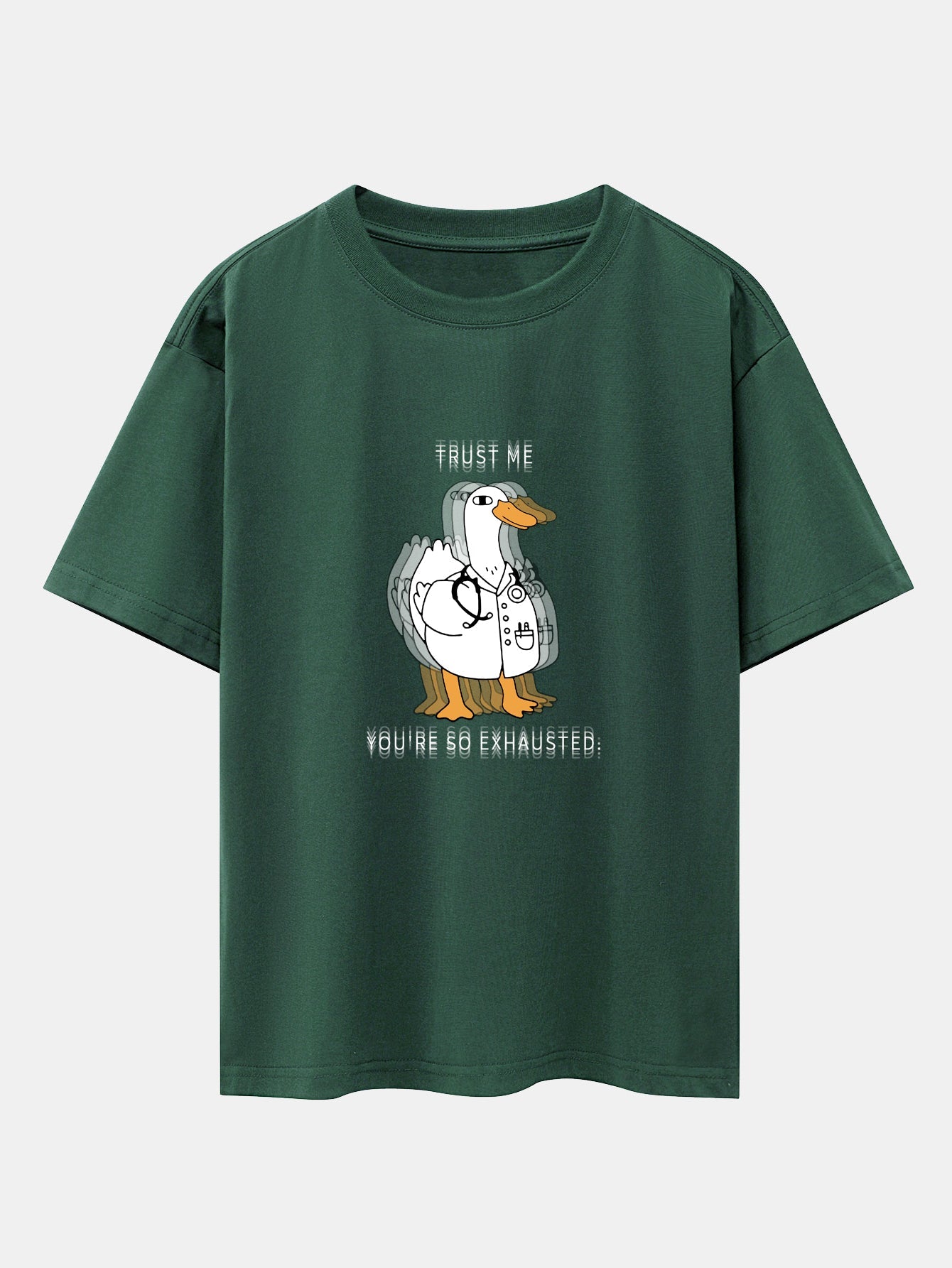 Funny Doctor Goose Print Drop Shoulder Oversize T-Shirt