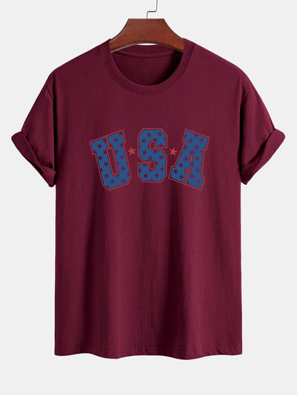 Regular Fit USA Print Cotton T-Shirt