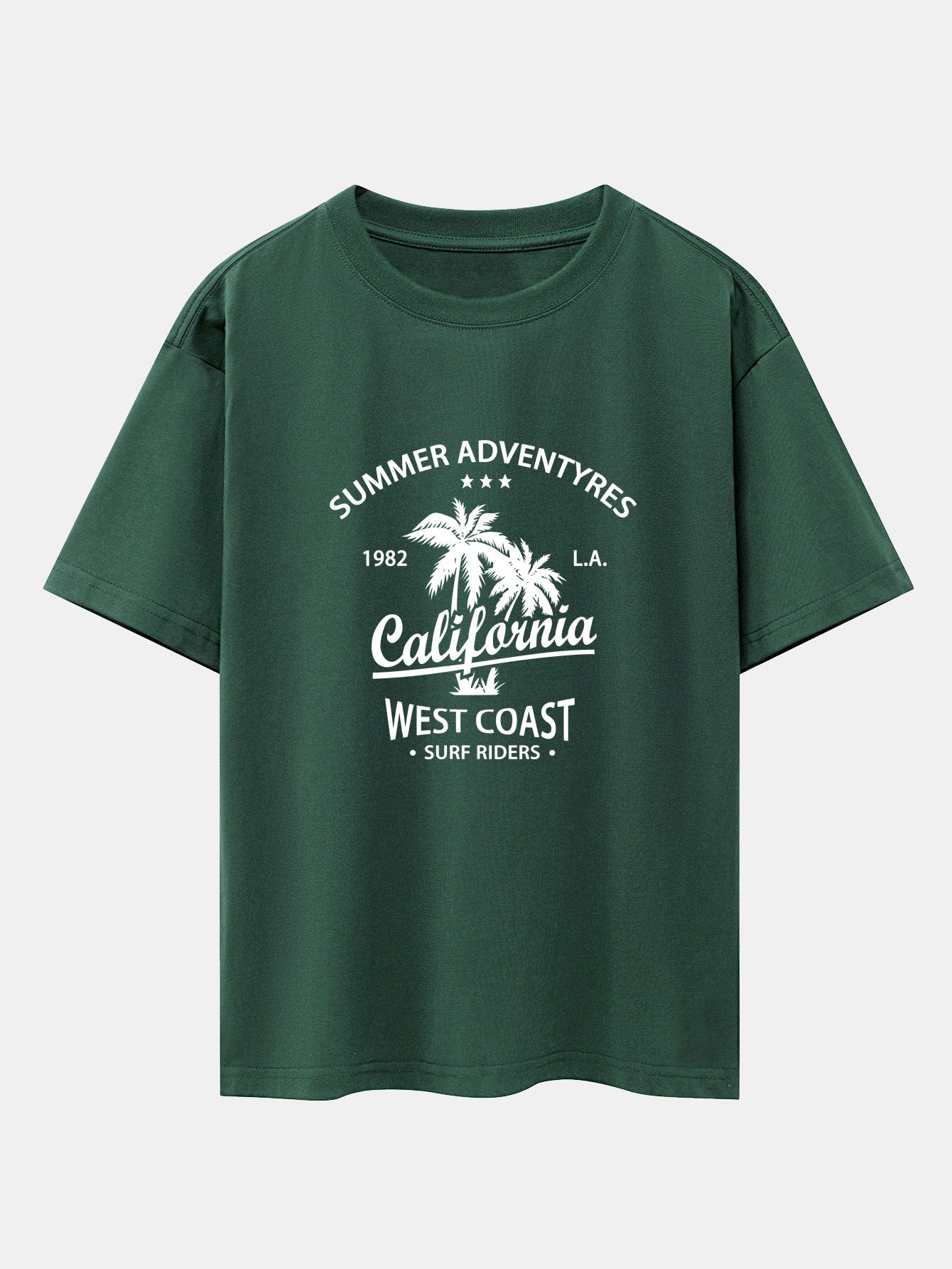 California Palm Tree Print Drop Shoulder Oversize T-Shirt