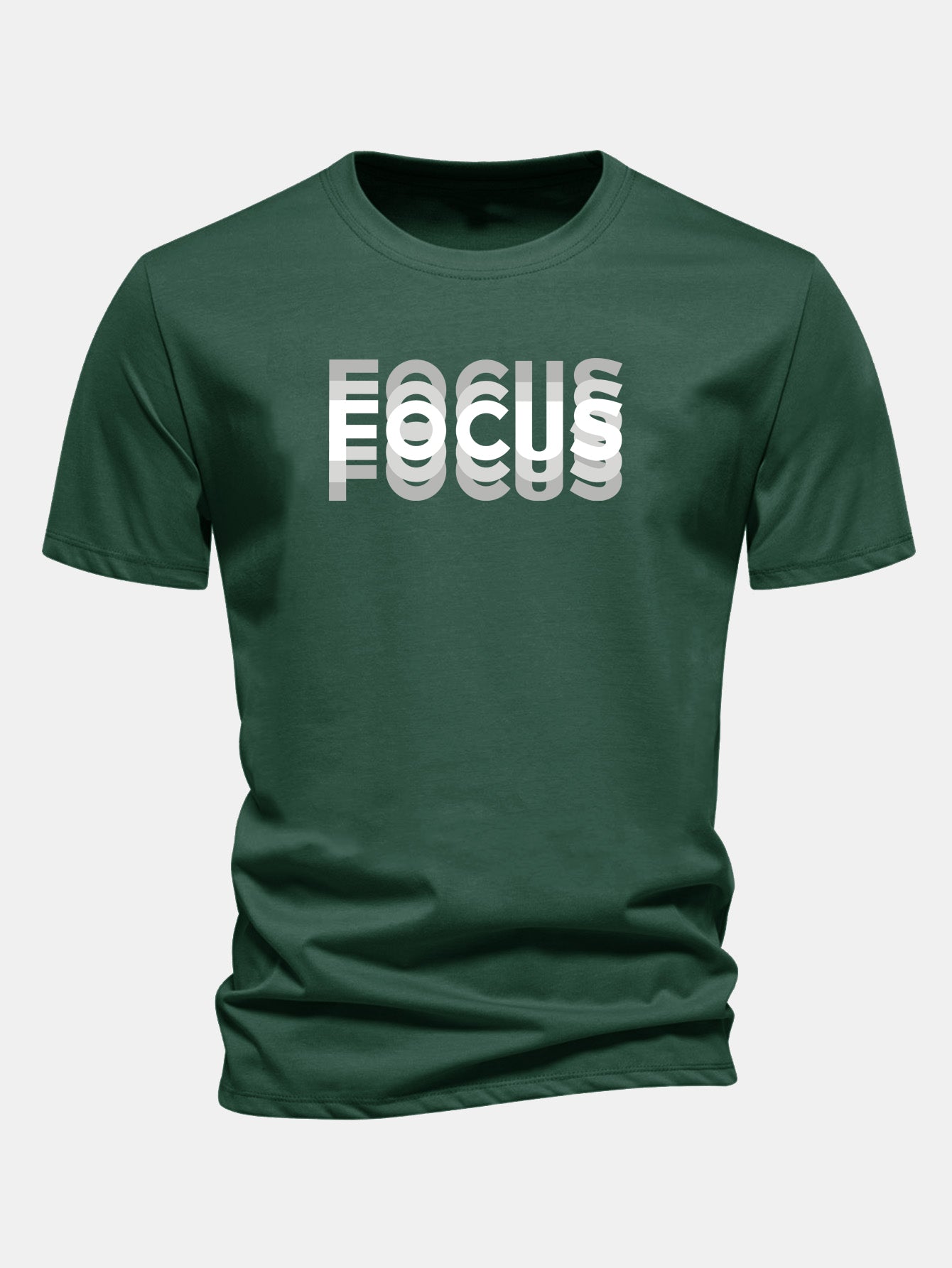 Regular Fit Focus Slogan Print Cotton T-Shirt