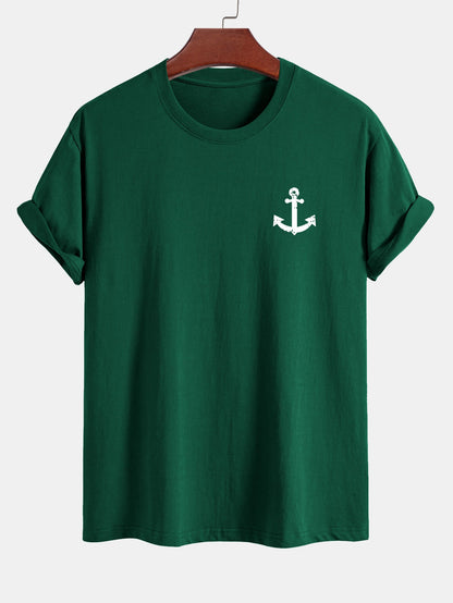 Regular Fit Anchor Print Cotton T-Shirt