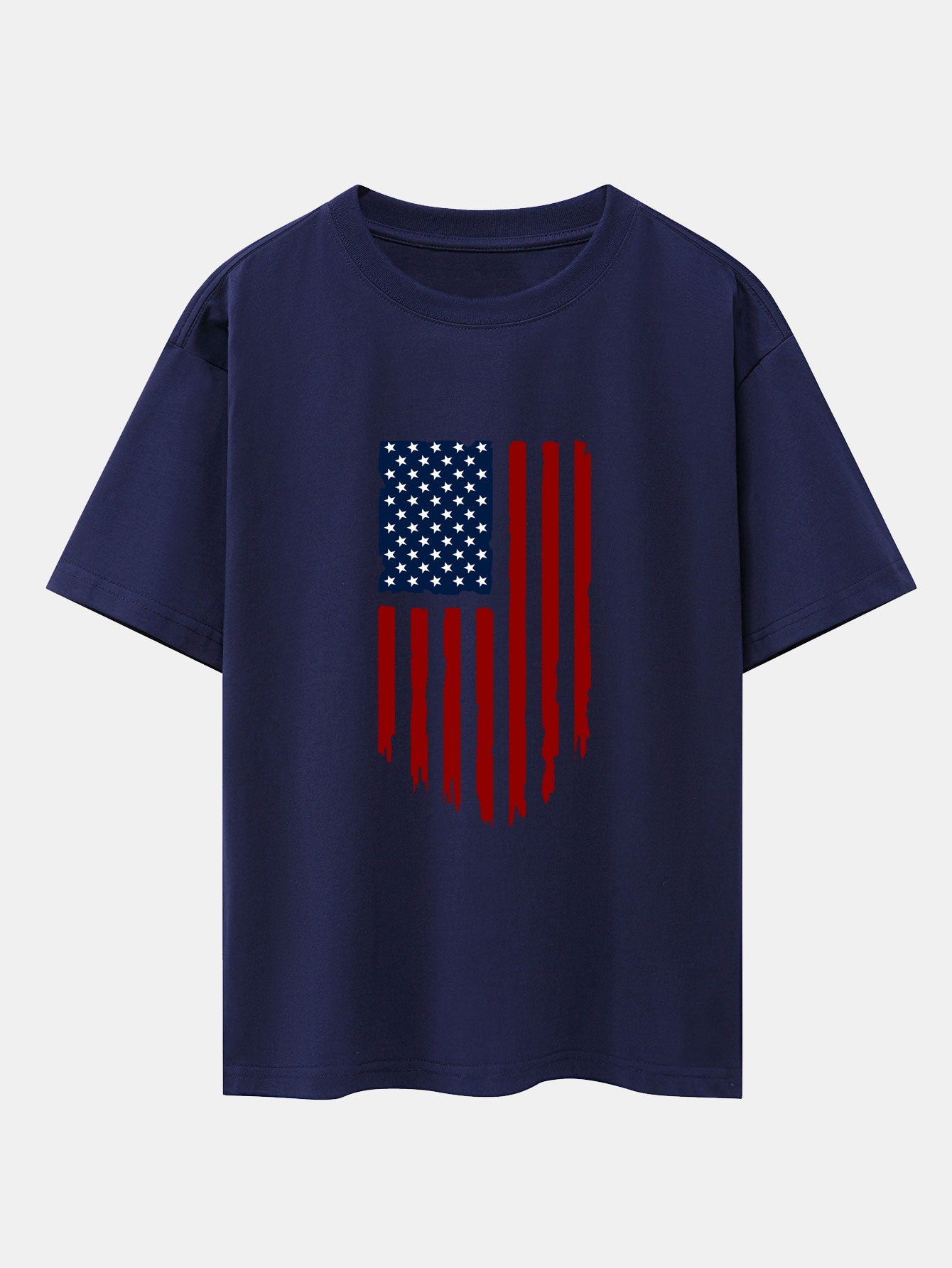 American Flag Print Drop Shoulder Oversize T-Shirt