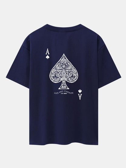 Ace Of Spades Print Drop Shoulder Oversize T-Shirt