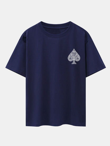 Ace Of Spades Print Drop Shoulder Oversize T-Shirt