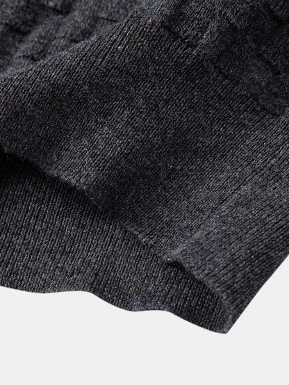 Checkerboard Henley Collar Sweater Knitted T-Shirt