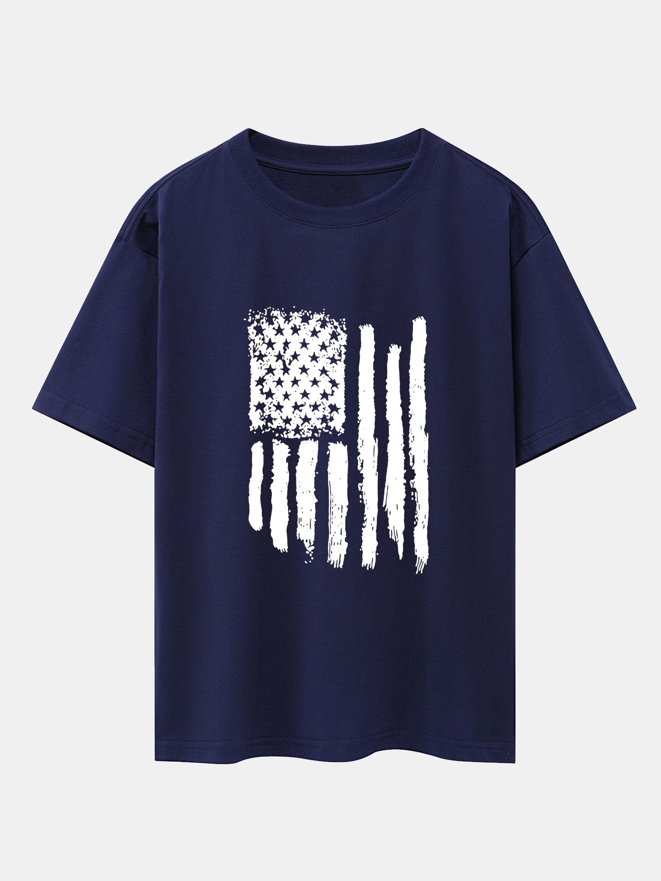 American Flag Print Drop Shoulder Oversize T-Shirt