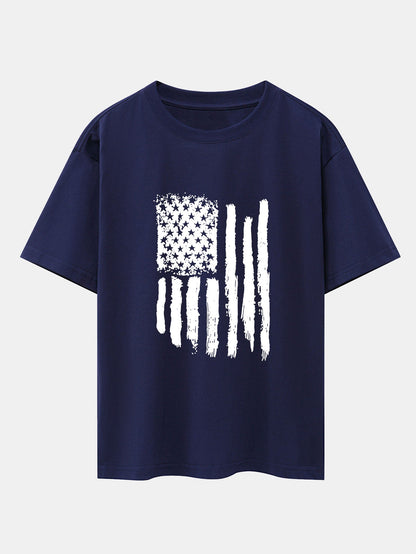 American Flag Print Drop Shoulder Oversize T-Shirt