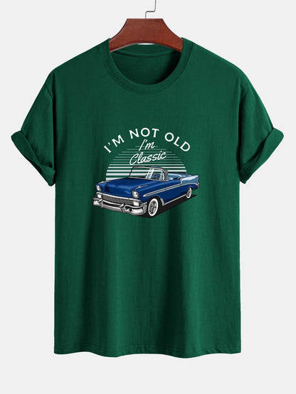 Regular Fit Car Slogan Print Cotton T-Shirt