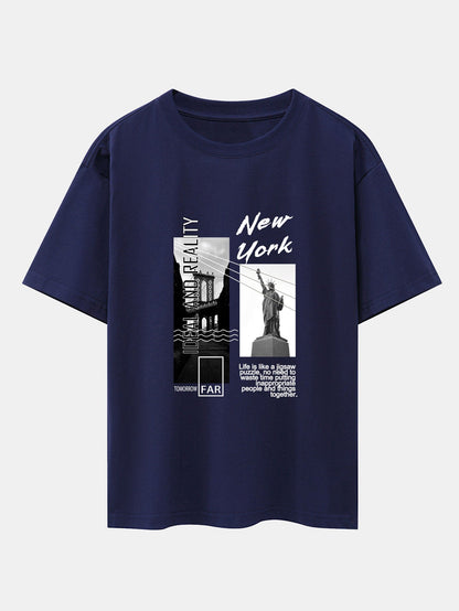 New York City Scenery Print Drop Shoulder Oversize T-Shirt